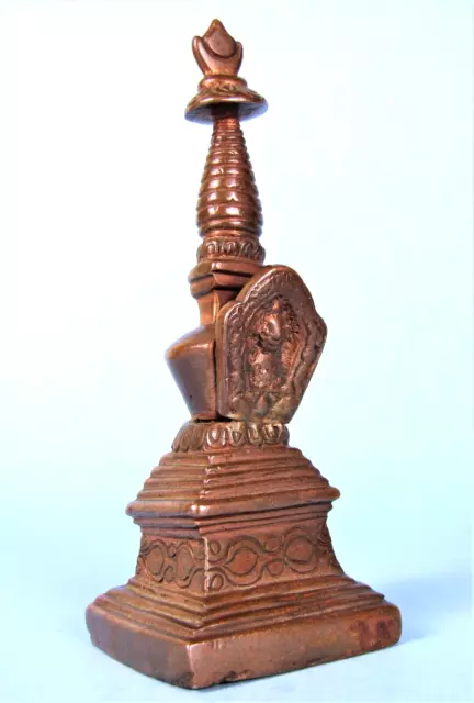 Tibetan Stupa Miniature Bronze Souvenir Building Vintage Buddhist Temple Replica