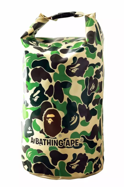 A Bathing Ape Bape "ABC Camo Dry Bag" Green PVC / PP Size 17 x 7" 2 Gal. NEW