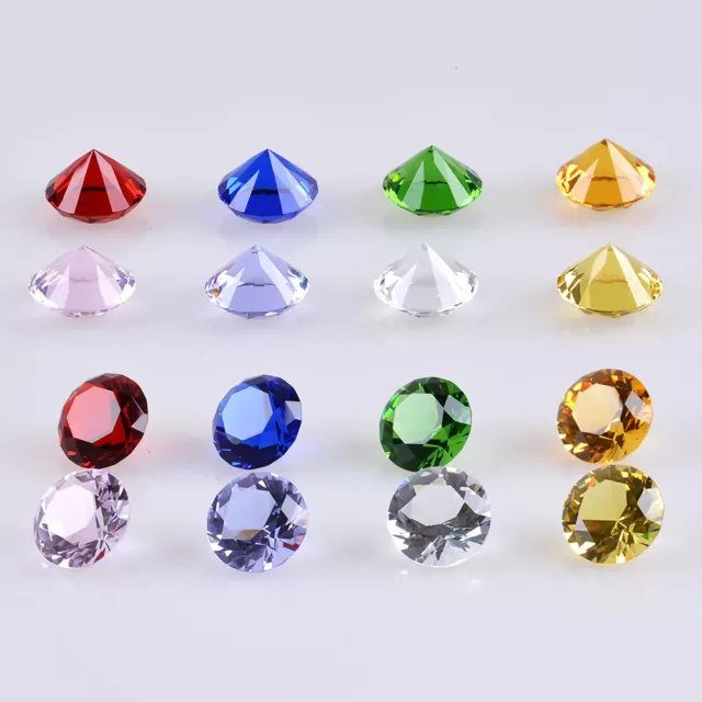 8PC Crystal 30mm Diamond Cut Multi Colour Glass Gem Stones Paperweight Gift