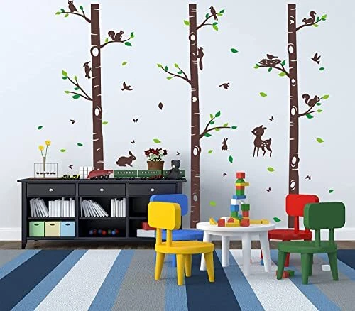 Tree Wall Decals 72" Birch Tree Wall Decal Jungle Forest Tree Decals with