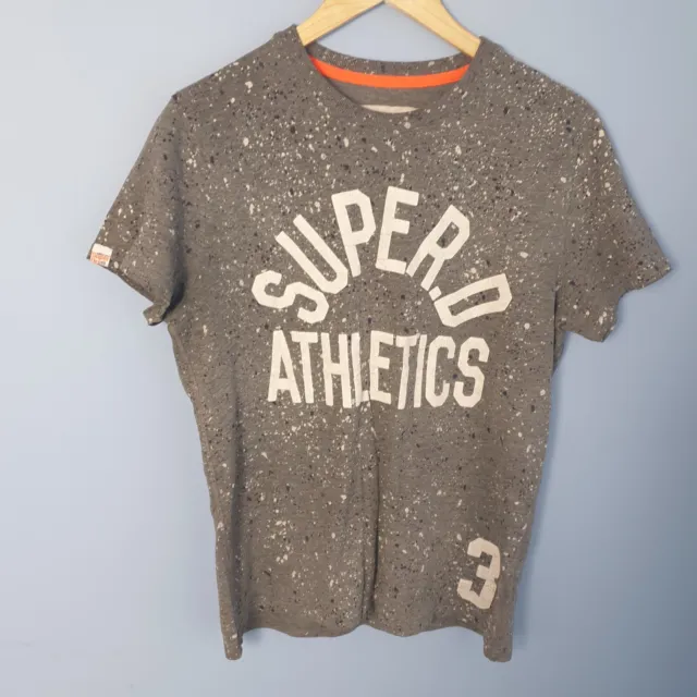 Superdry T-Shirt Mens Medium Grey Logo Short Sleeve Tee Athletics Athleisure