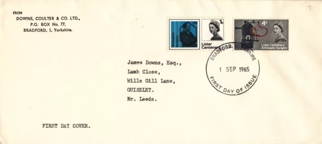 1965 Centenary of Joseph Lister - Bradford FDI FDC.