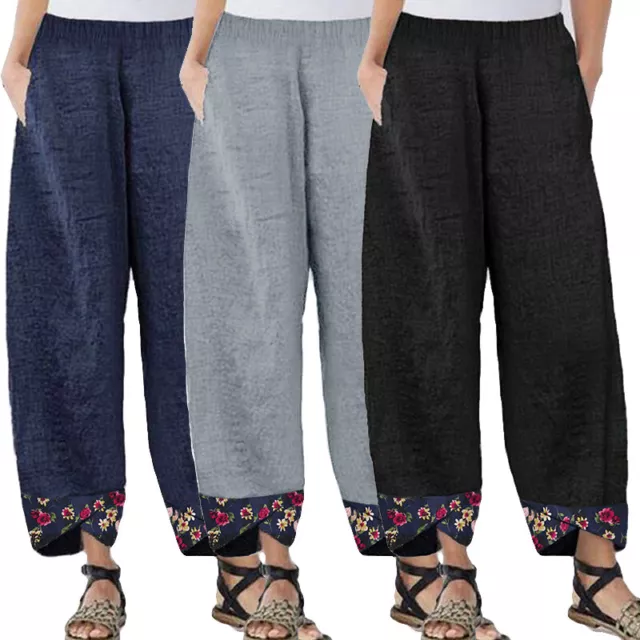 Pantalon Sarouel Décontracté En Coton Et Lin Pour Femmes Grande Taille Été @ 》