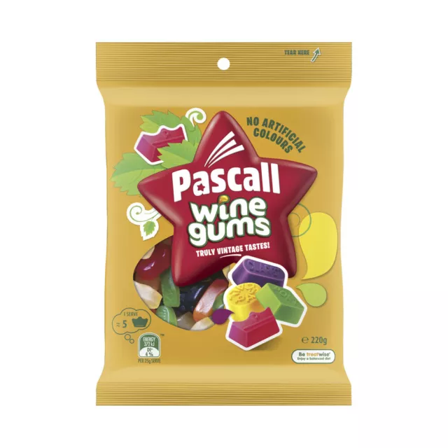 Pascall Wine Gums Gummy Lollies Pack 220g