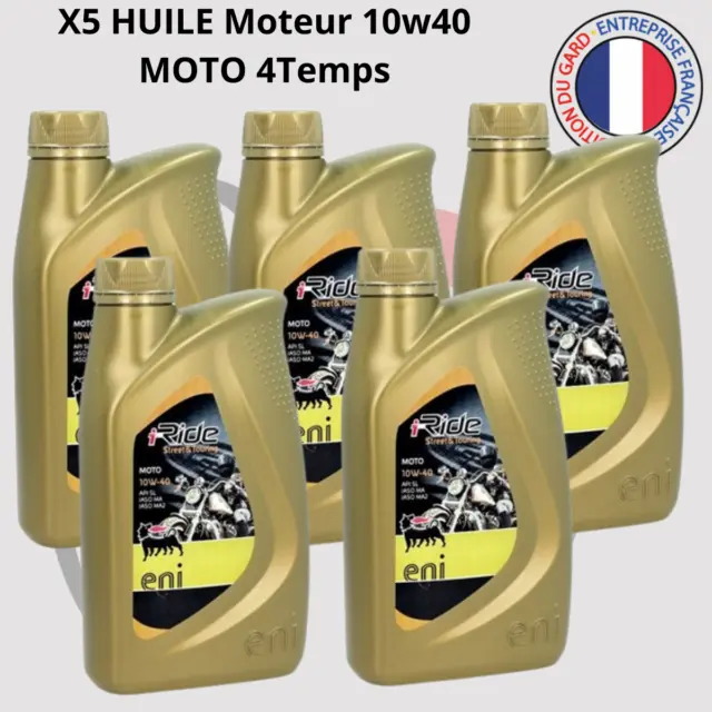 5 Litre Huile 10w40 4 Temps MOTO ENI i-Ride 4T x5 bidon 1 L