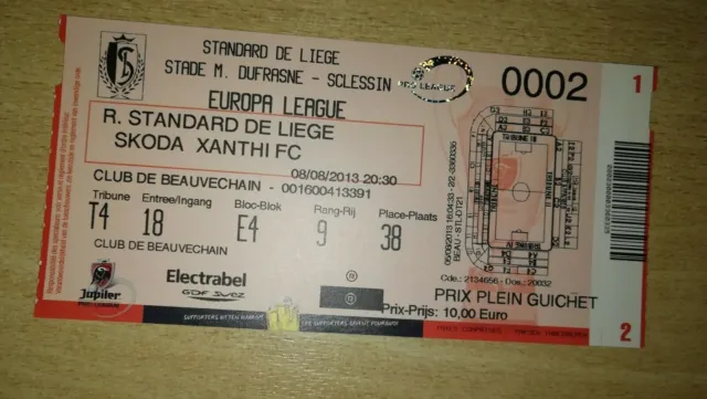 Ticket footbal Standard de Liège - Skoda Xanthi FC  08/08/2013  Europa League