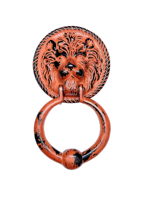 Style Antique Fonte Lion Visage Design Porte Heurtoir Main Finition Rustique