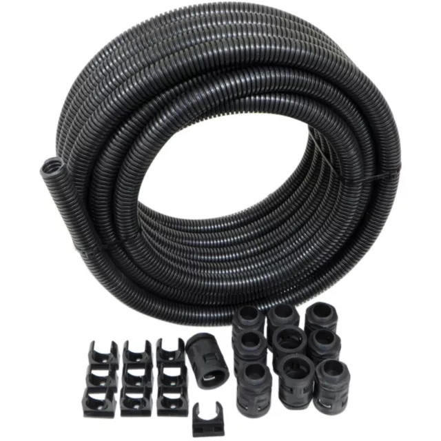 20mm Black Flexible Conduit with Clips and Glands Contractor Pack 10 Metre