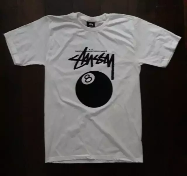 New Stussy 8 Ball T-Shirt Mens Size Small SURF SKATE 8-BALL tee shirt