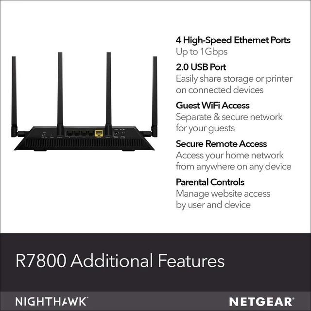 NETGEAR R7800 NUOVO router WiFi intelligente Nighthawk X4S velocità wireless fino a 2600 Mbps 8