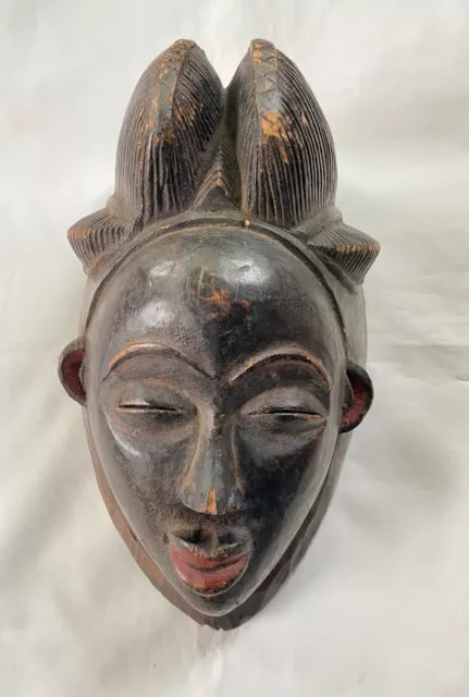 Rare Black Punu African Mask - Gabon