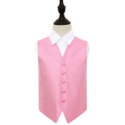 DQT Woven Greek Key Patterned Baby Pink Boys Wedding Waistcoat 2-14 Years
