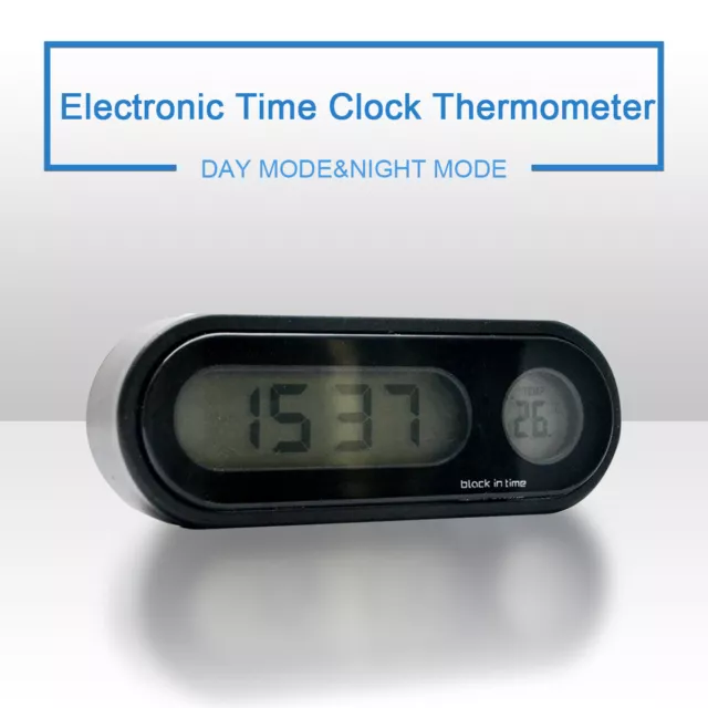 DE 2in1 Digital Auto Uhr Temperatur Thermometer LCD Display Klimaanlage Lüftung