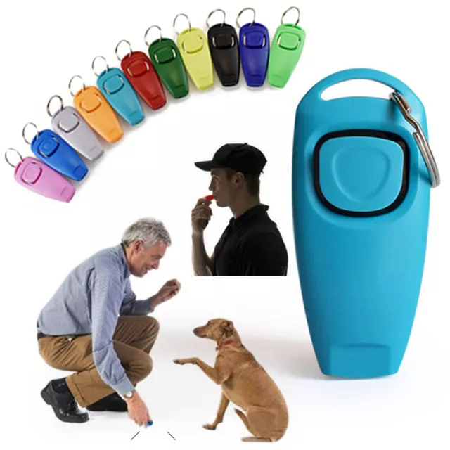 Mascota Entrenamiento de Perros Silbato Clicker Clic Cachorro Ayuda Guía <