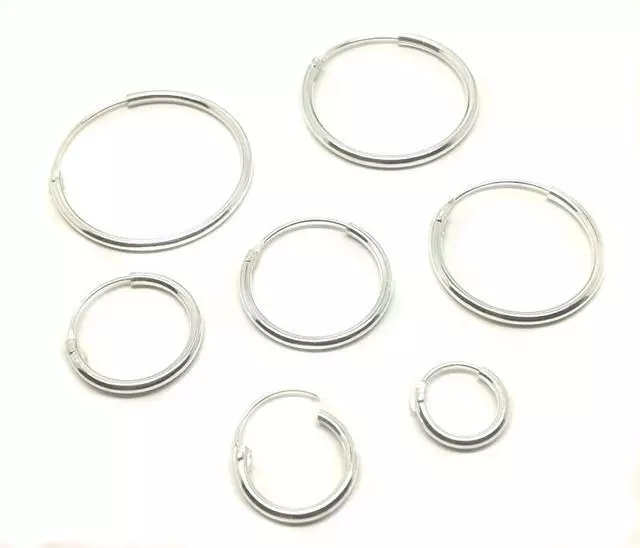 Single Mens Sterling Silver Hoop Sleeper Earring 6mm-18mm Tiny-Small-Large New