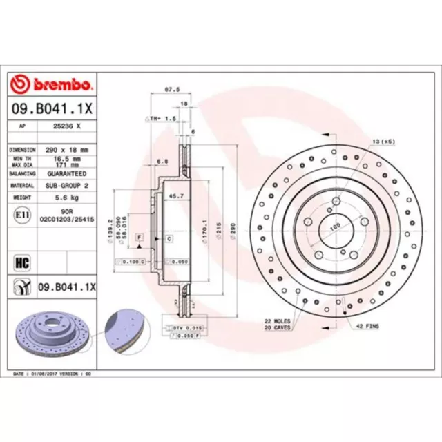 Bremsscheibe BREMBO XTRA LINE BREMBO 09.B041.1X, 1 Stück