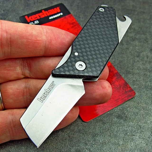 Kershaw Carbon Fiber Pub Friction Folder 8Cr13MoV Bottle Opener EDC Pocket Knife