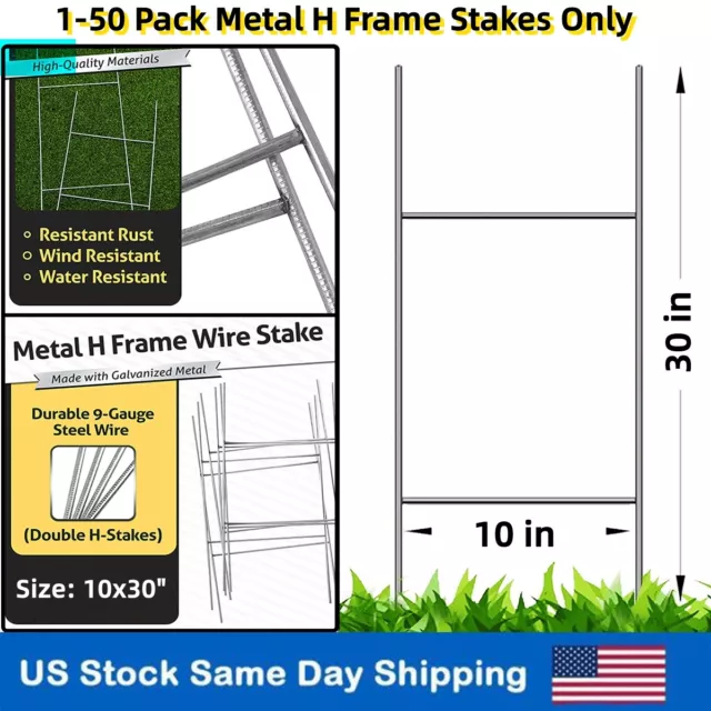 Sturdy Metal H Frame Wire Step Stakes for Yard Signs(10 x 30 inch)(Stakes Only)