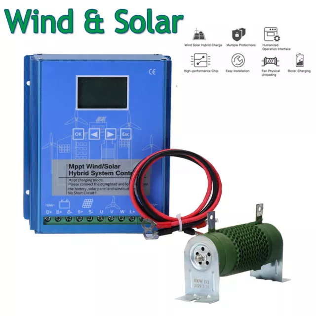 1200W MPPT Hybrid Solar Wind Charge Controller Battery Booster Regulator 12V/24V