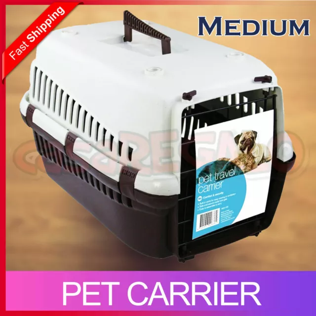 Medium Portable Pet Dog Cat Carrier Travel Bag Cage House Safety Lockable Kennel