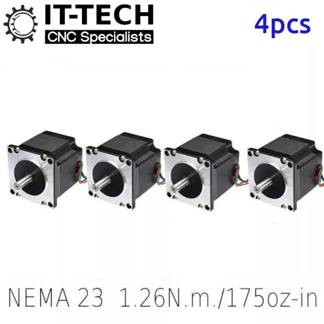 4 x Nema 23 Stepper Motor 1.26Nm 175 oz-in 3A 57x56mm 6.35mm Shaft CNC UK