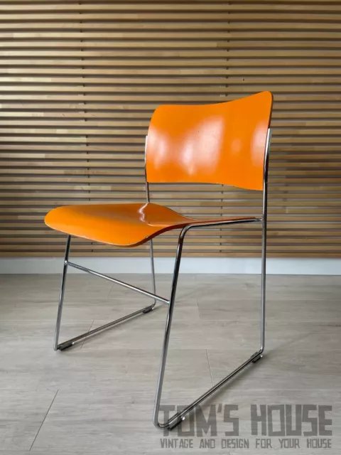 1 x Orange David Rowland 40/4 Stacking Dining Chairs Cafe Retro Danish MCM