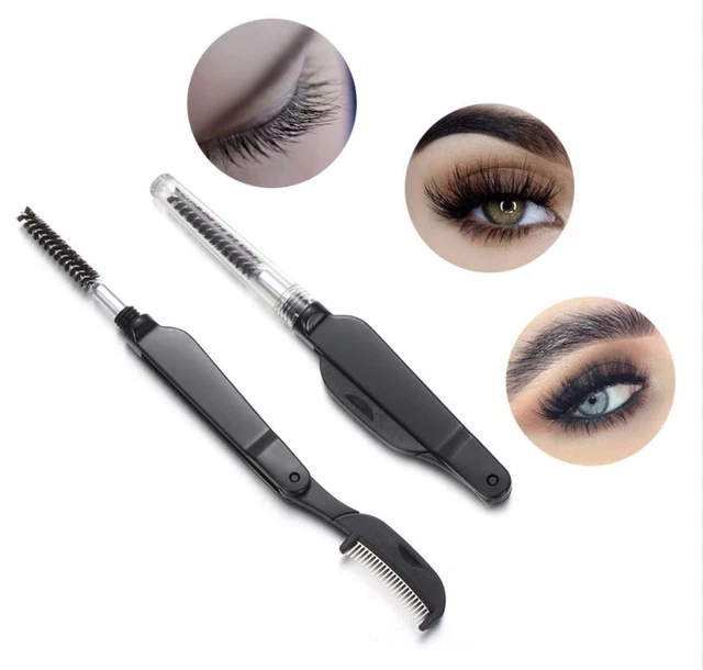 Plastic Dual-Head Foldable Eyebrow Comb Eyelash Mascara Brush Lift Curl Makeup
