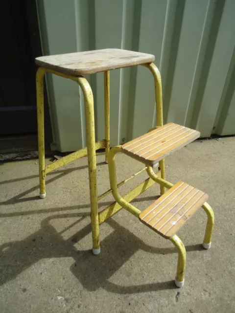 Vintage Folding Metal Kitchen Step Stool