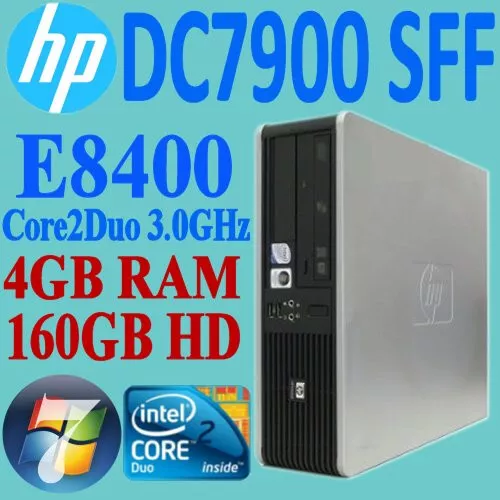 HP COMPAQ DC7900 SFF Desktop PC Core2Duo E8400 3.0GHz 4GB 160GB