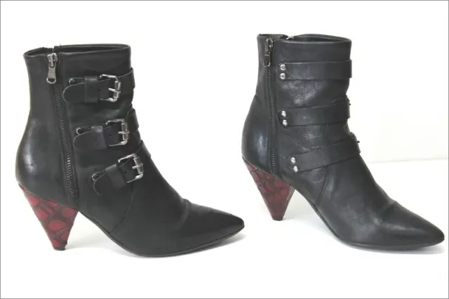 MIMMU Bottines Boots à Talons Cuir Noir Doublées Cuir T 37 TBE