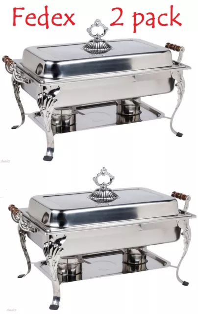 8QT CLASSIC Chafer Rectangular Chafing Dish Catering Buffet Food Tray + Rebate