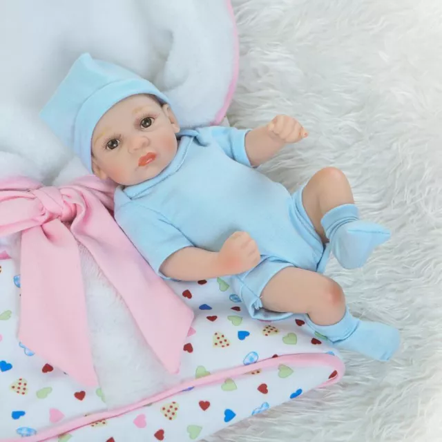 26cm Soft Silicone Vinyl Reborn Doll Mini Newborn Boy Doll Xmas Gift Waterproof