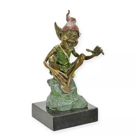 Bronzefigur Skulptur Bronzestatue Bronze Goblin Marmorsockel