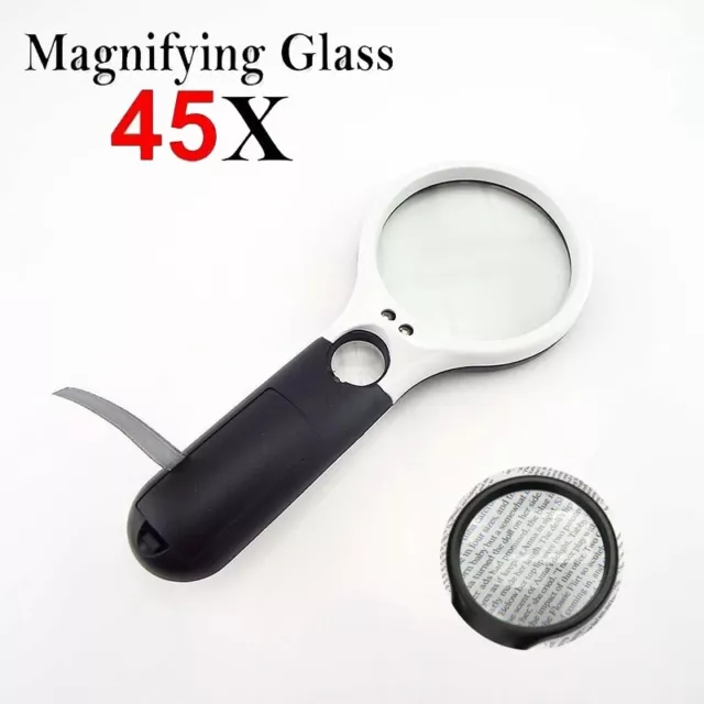 Handheld 45x 3x Magnifier Reading Magnifying Glass Jewelry Loupe