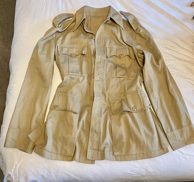 ORIGINAL WW2 KHAKI Drill Uniform Jacket. Named British Army Officers