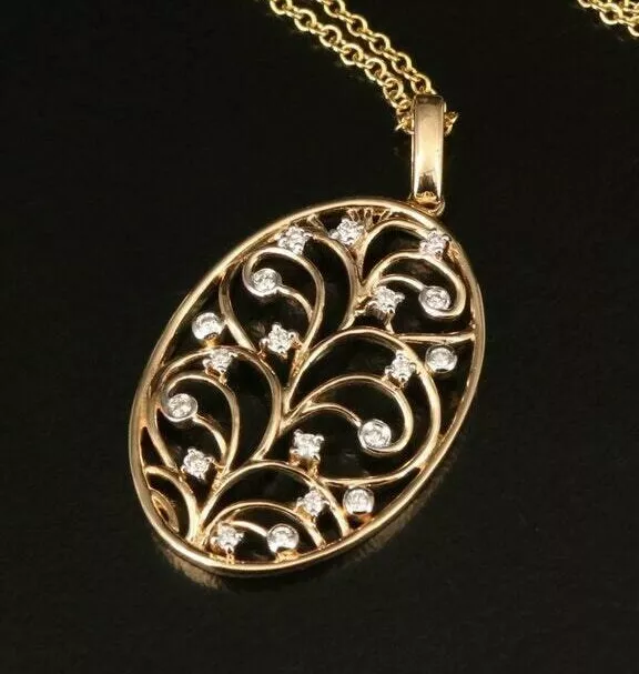 Certificate + Warranty / EFFY 14K Diamond Tree of Life Necklace / 14K