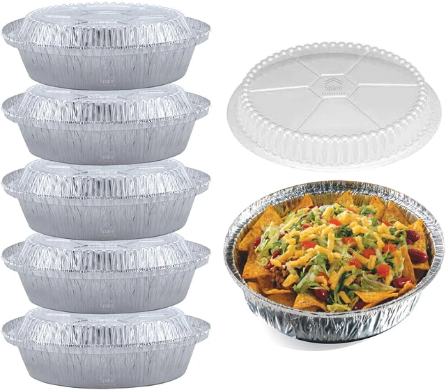 55 Pack - 7 Inch round Aluminum Pans, with Clear Plastic Lids. round Tins for Ba