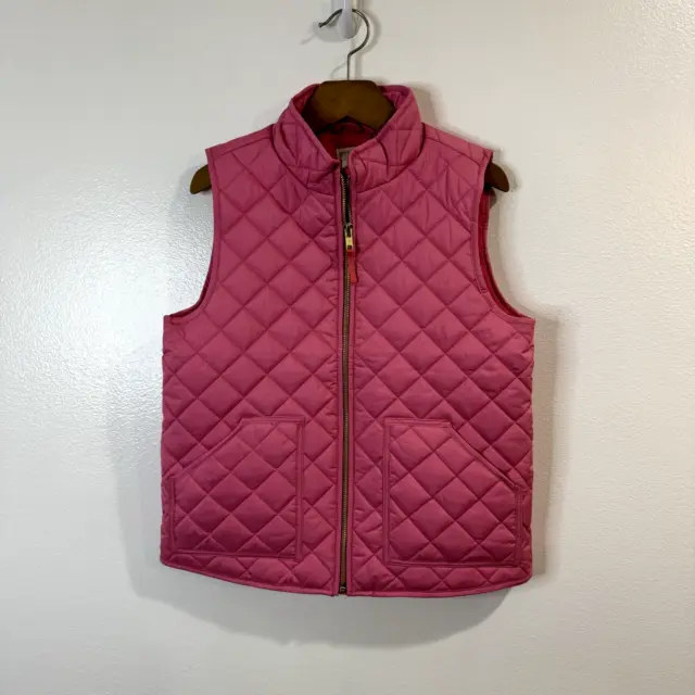 NWT J. Crew Crewcuts Quilted Puffer Vest Girls Size Medium M 8-9 Pink Zip Front