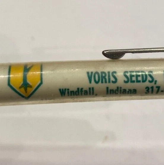 1970s Voris Seeds Inc Farmer Farming Advertising Ball Pen Windfall Indiana