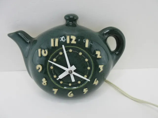 VINTAGE CERAMIC TEA Kettle Clock by Sessions - Recently Serviced $79.45 ...