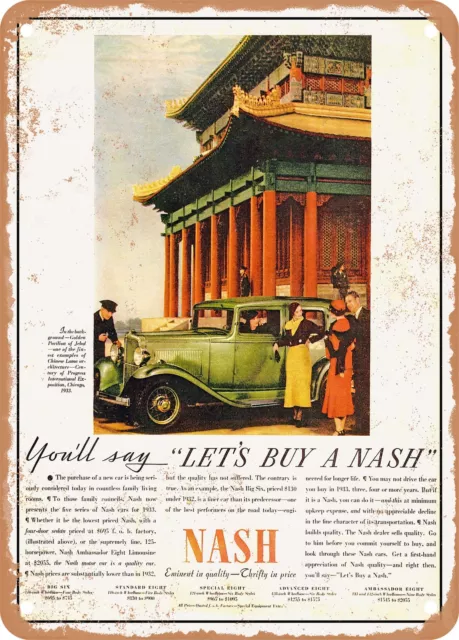 METAL SIGN - 1933 Nash Big Six Four Door Sedan Vintage Ad