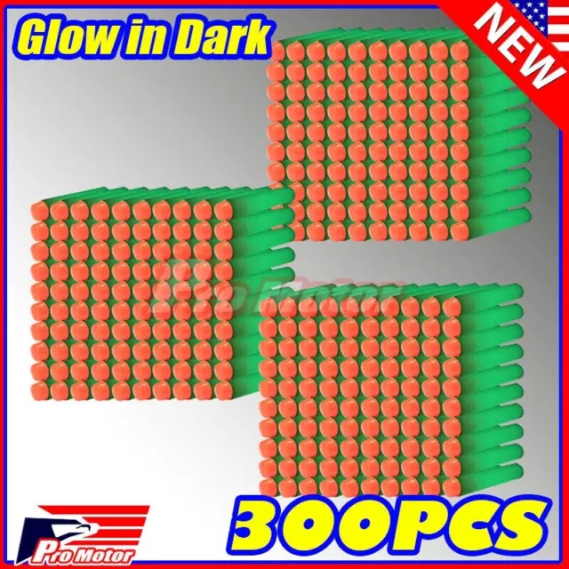 Lot Glow 300x Pack Refill Foam Bullet Dart for air warriors blaster toy Gun