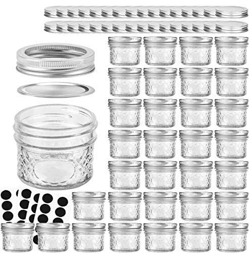VERONES Mason Jars Canning Jars 4 OZ Jelly Jars With Regular Lids and Bands I...