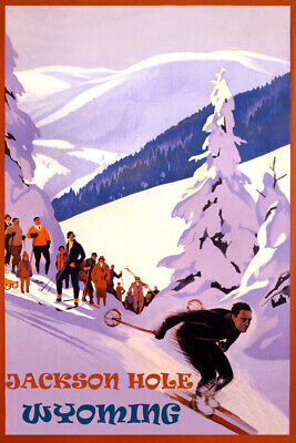 Winter Sports Jackson Hole Wyoming Usa Ski Downhill Skiing Snowboarding Poster