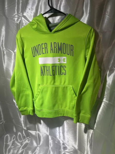 Under Armour Youth Boys Hoodie Size Medium Relaxed Fit Neon Green Long Sleeve