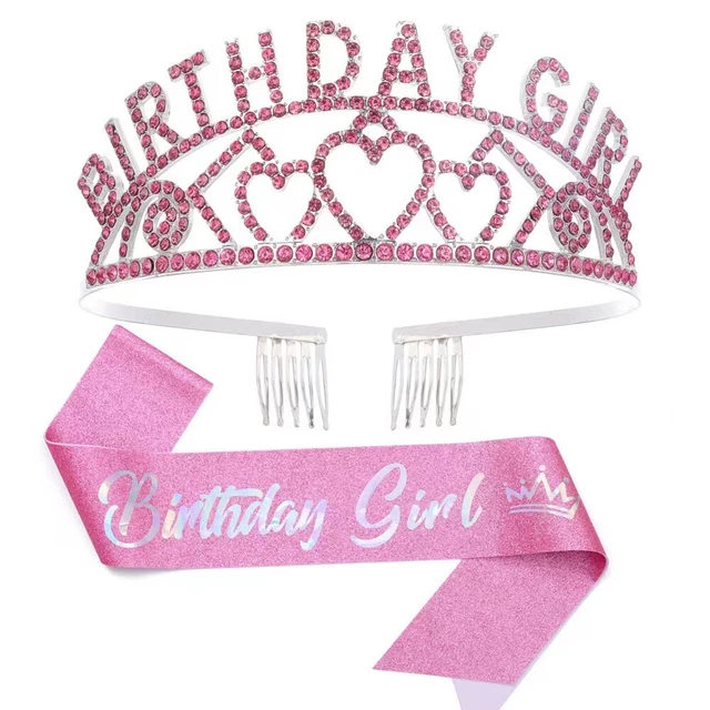 Birthday Girls Crown Sash Wedding Tiaras Party Headband Girl Headpiece Cocktails
