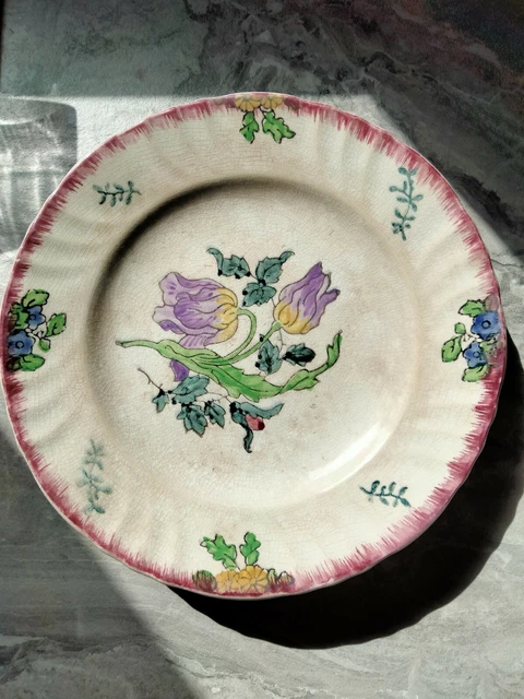 Plat rond sur piédouche, Compotier ancien LONGWY Modèle "MARSEILLE" céramique