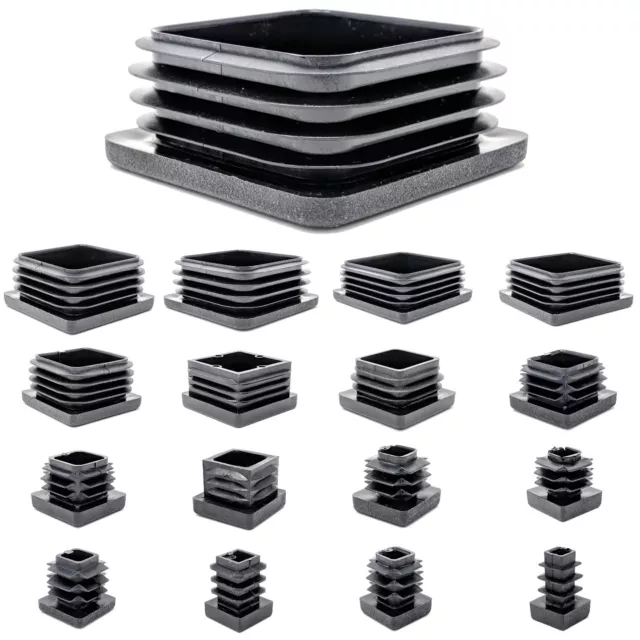 Square Tube Inserts Black Blanking End Caps Bungs Furniture Feet Made in Germany