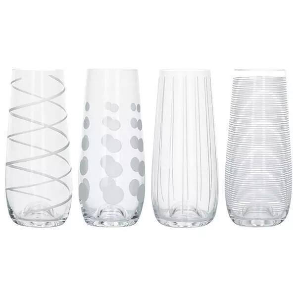 Mikasa Cheers Set Of 4 Stemless Flute Glasses Crystal Glass 230 ml