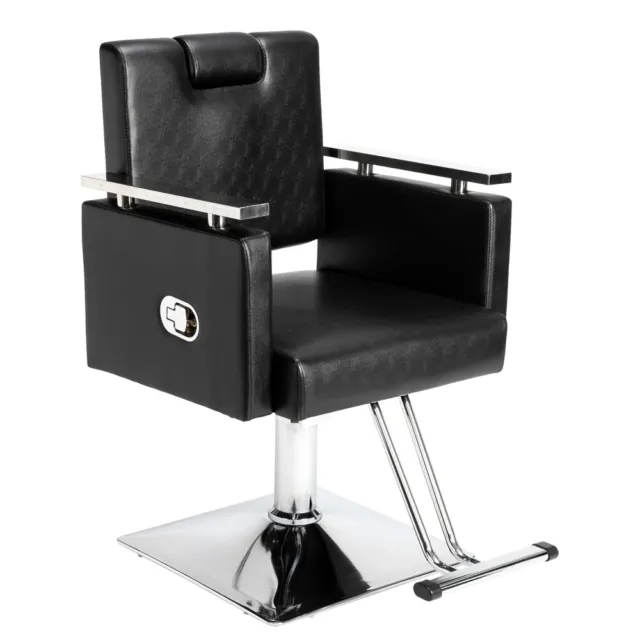 Black Hairdressing Chair for Salon Styling - Square Base Reclining
